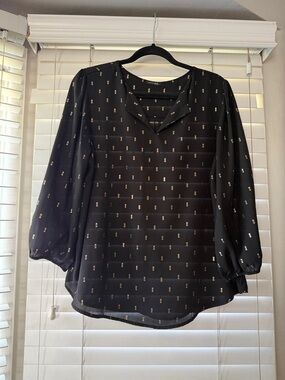 Papermoon Black Blouse with Metallic Gold Dot Print